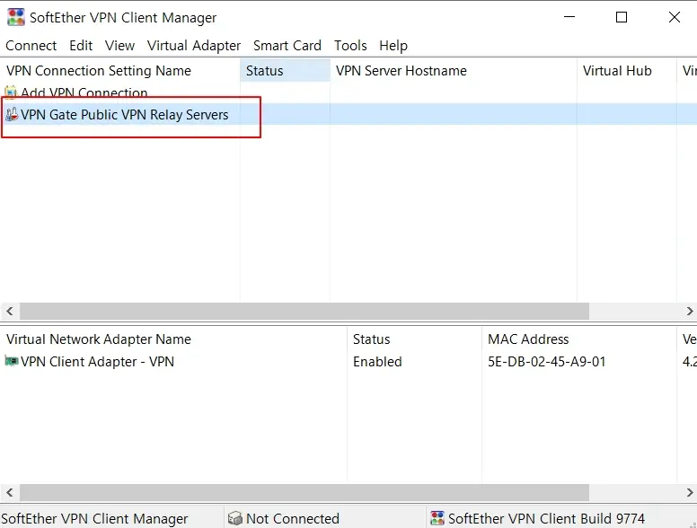 softether VPN client Manager