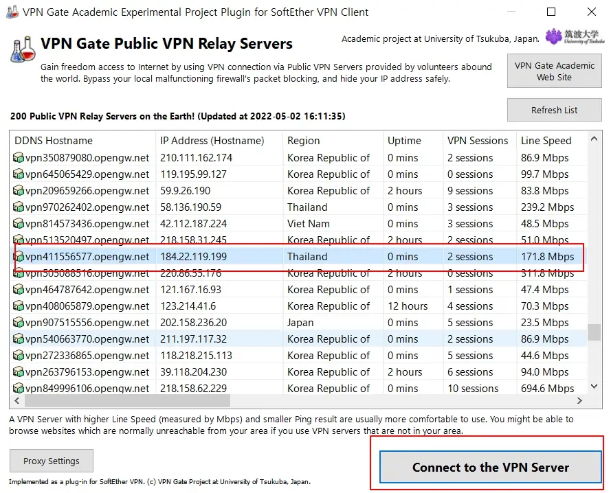 VPN Gate Public VPN Relay Servers
