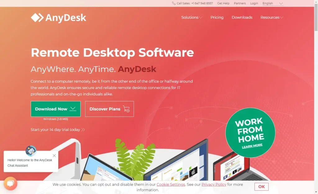 Anydesk 공식 사이트 모습